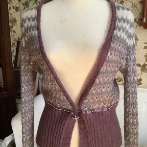 MODA International Mohair Blend Cropped Cardigan Size M